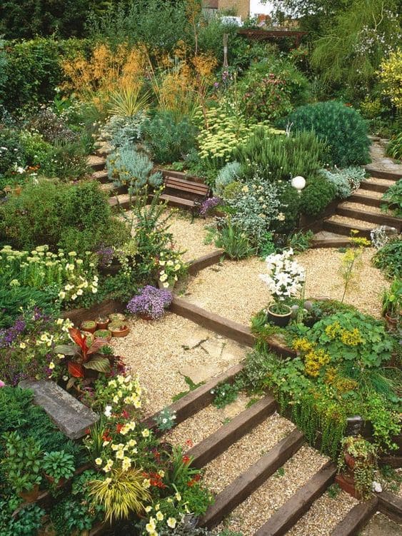 a multi level terraced gardening design for a sloped terrace