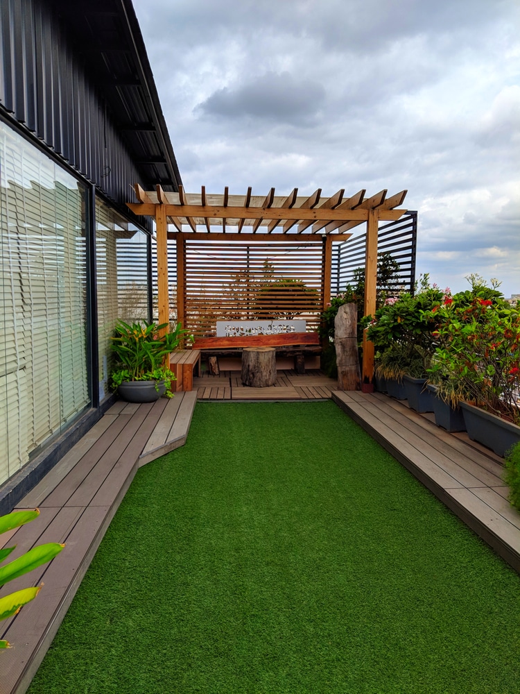 A view of a flower garden in an apartment