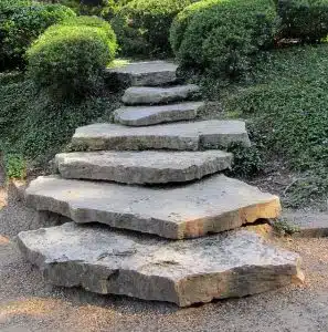 A view of some rocky steps in a garden