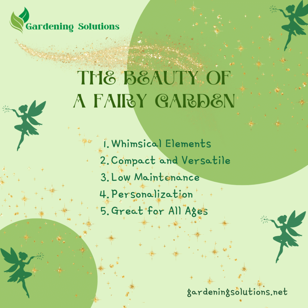 A graphical representation of the features of a fairy garden